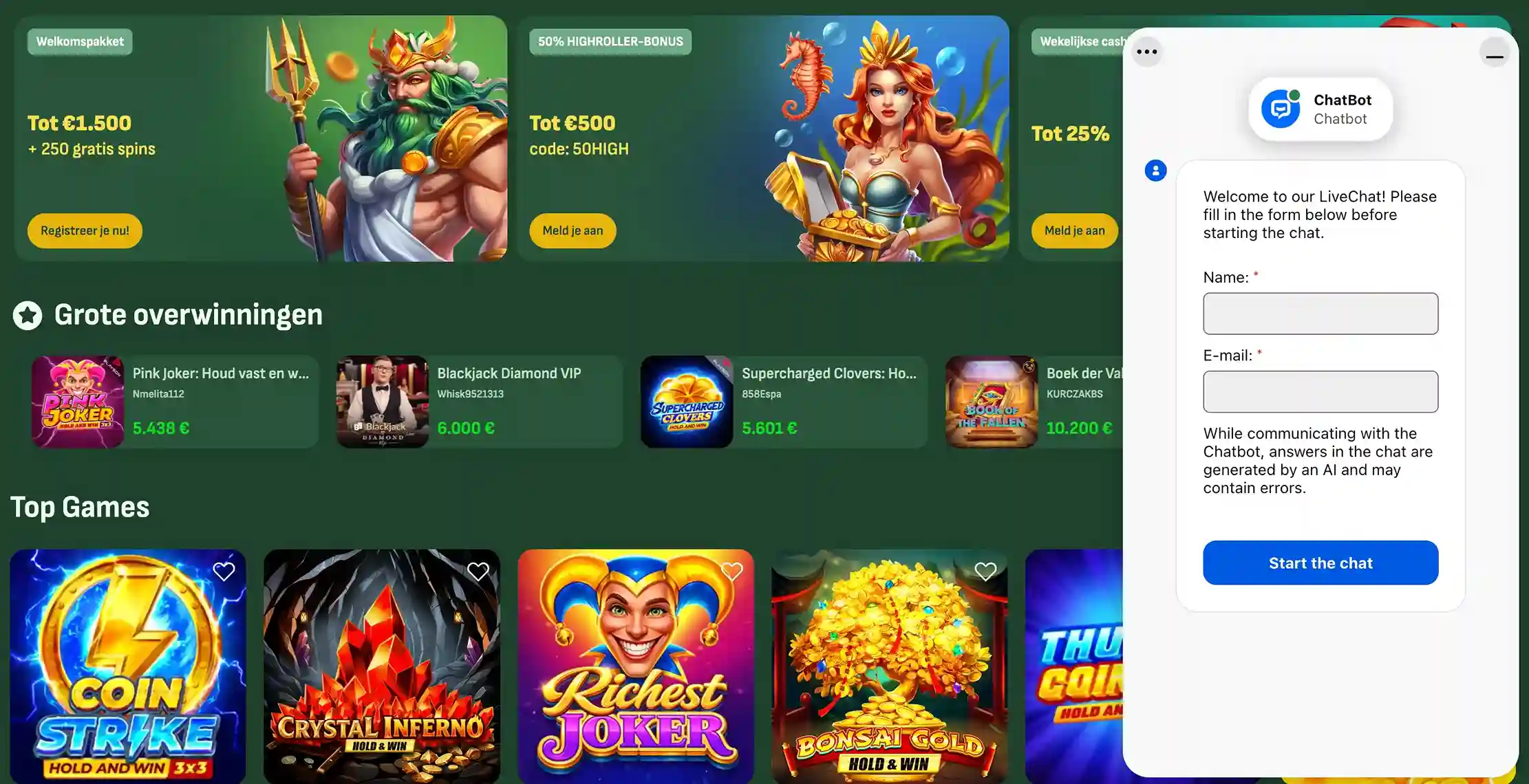 BetSixty casino klantenservice en live chat ondersteuning